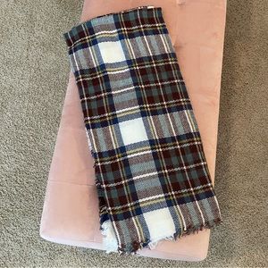 White Navy Burgundy Blanket Scarf